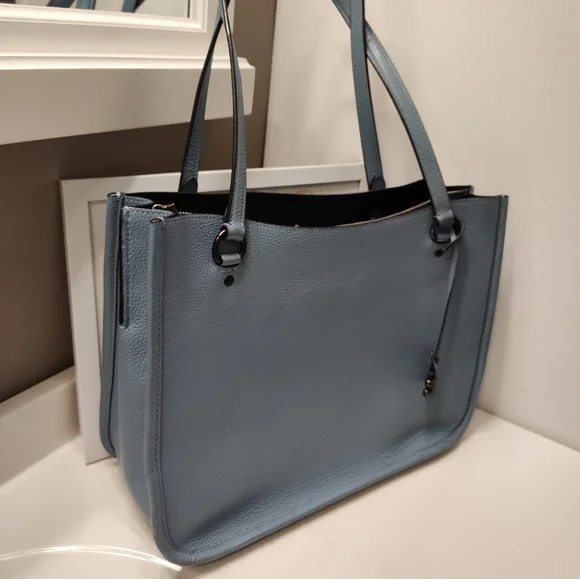 🧁GUC Coach Tyler Carryall 28 Medium Blue C2273 Pebble Leather Shoulder Tote Bag - Picture 3 of 16